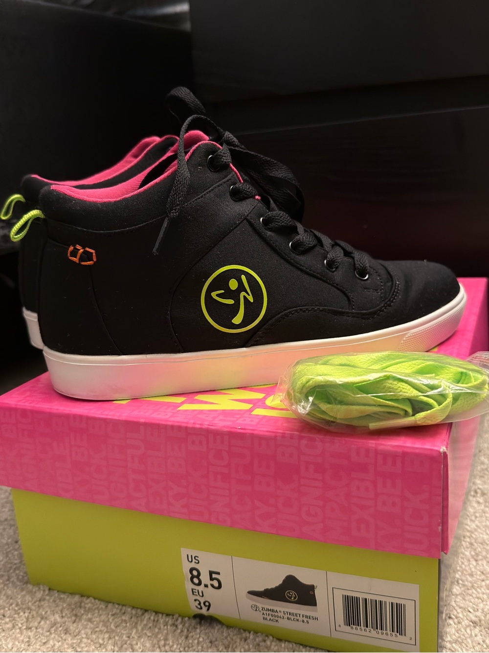 Zumba Fitness Street Fresh Black Sneakers with Yellow Logo